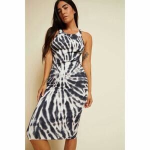 Nation LTD Navy Blue Tie Dye‎ Birkin Tank Dress Womens Size L